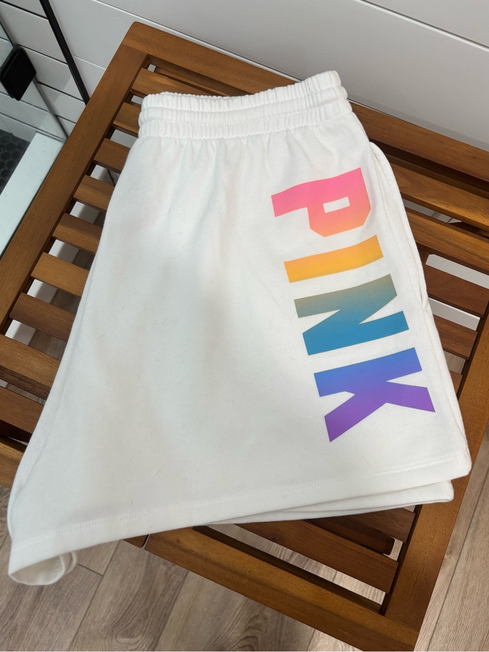 PINK Victoria's Secret White Logo shorts